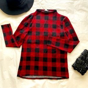 Beachlunchlounge collection red plaid long sleeve shirt